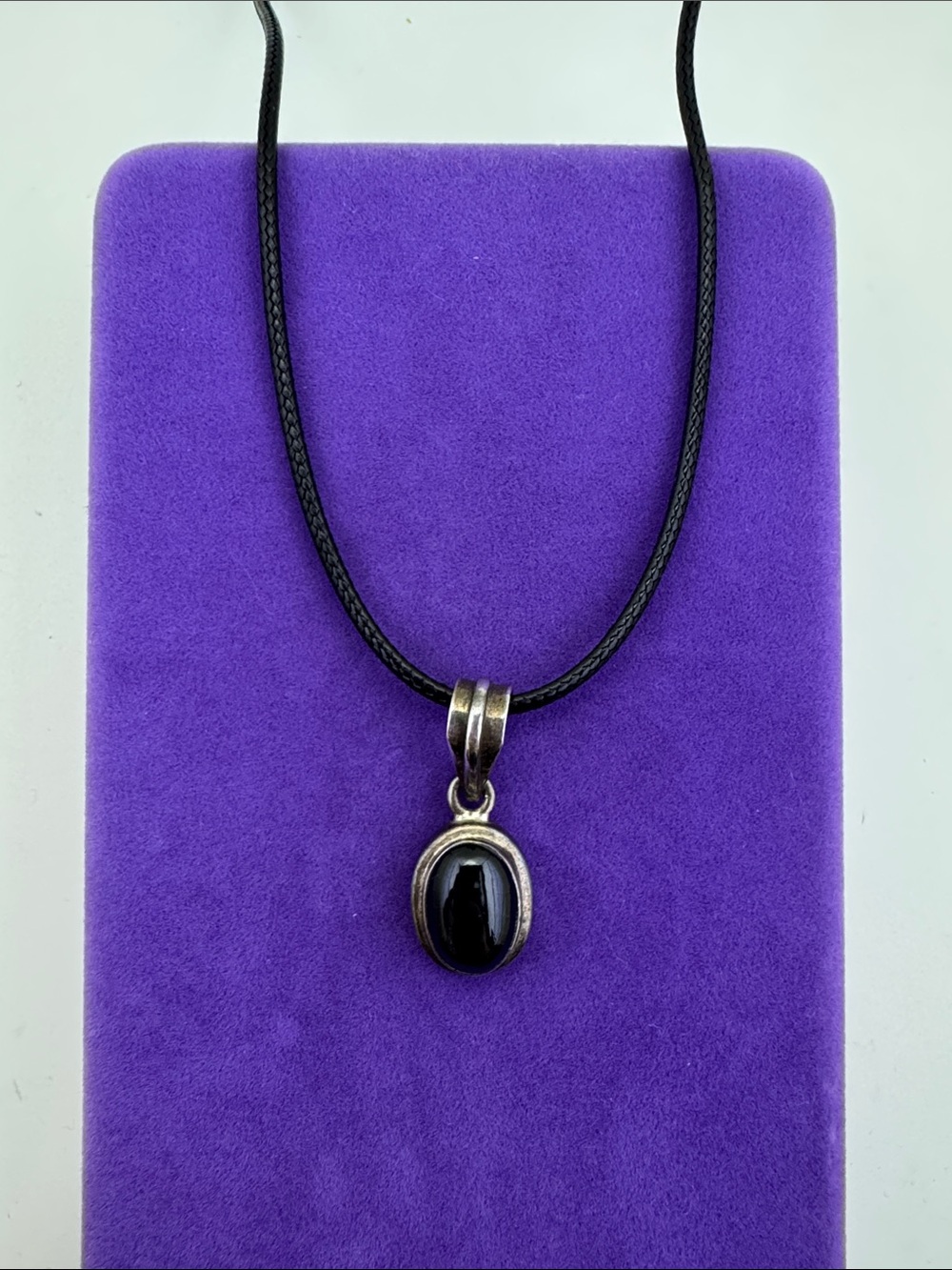 💛 Vintage Sterling Silver Black Onyx Pendant Necklace